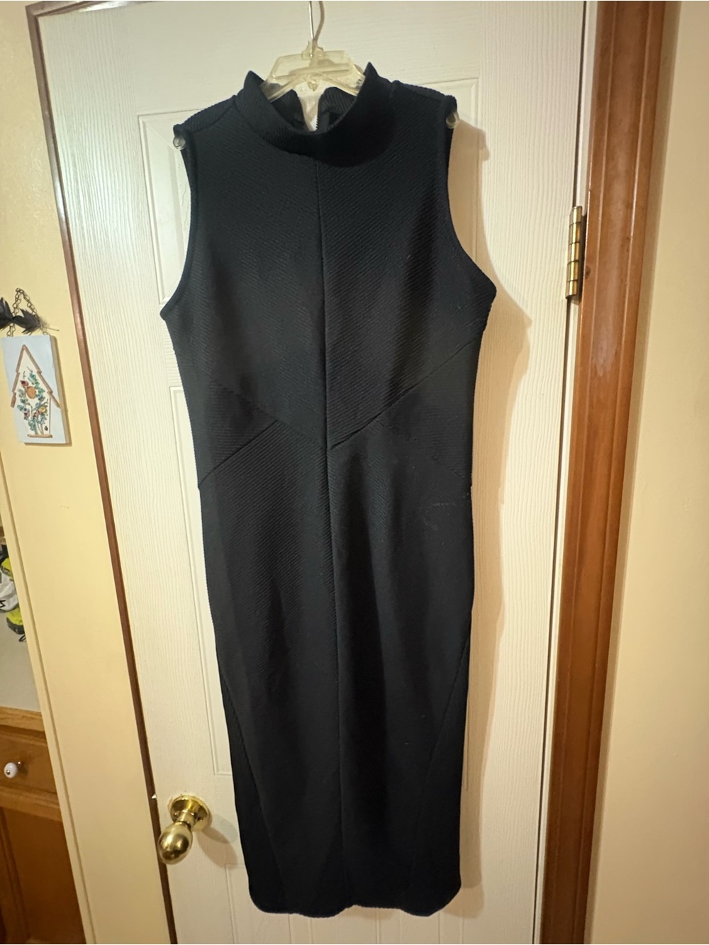 Worthington Sleeveless Black Midi Dress with Mock Neck